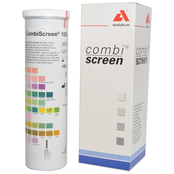 Caixa com 100 tiras de teste de urina 10 parâmetros, tipo Combur - Ref.ª 24061