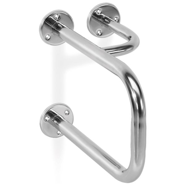 Apoio em inox para bacia c/ toalheiro fixação à parede