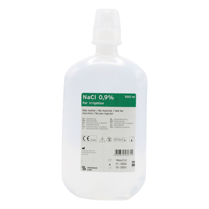 Soro fisiológico irrigação 0,9% com cânula 500 ml - Ref.ª 102170
