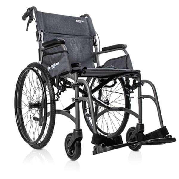 Cadeira de rodas manual de alumínio Saby-30 Lite com rodas maciças